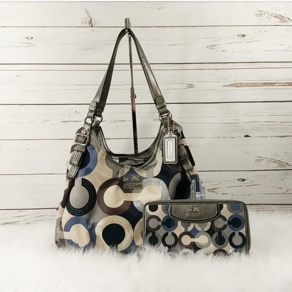 Coach Handbags - Coach Madison Sequin Op Art Shoulder Bag/Wallet